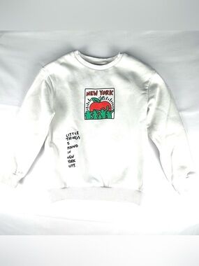 Keith Haring Kids Sweatshirt 7-8Yrs  White New York Graphic Jumper Long Sleeve